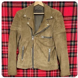 All saints brown suede biker jacket size men’s S